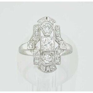 Vintage Genuine 1.16 Cts Diamonds Solitaire Ring 14k White Gold
